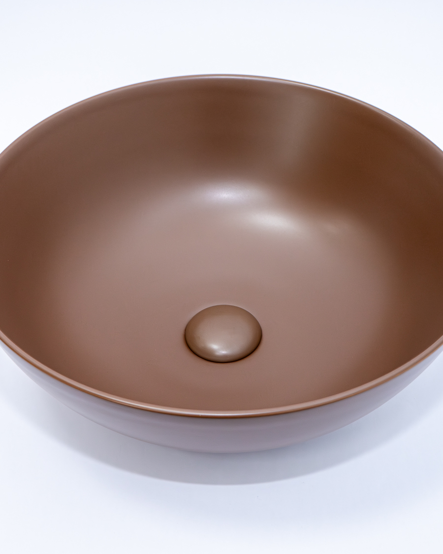 Idealaqua umivaonik nadgradni na ploču HK Round 41,5, smeđi, sa gornjim dijelom sifona