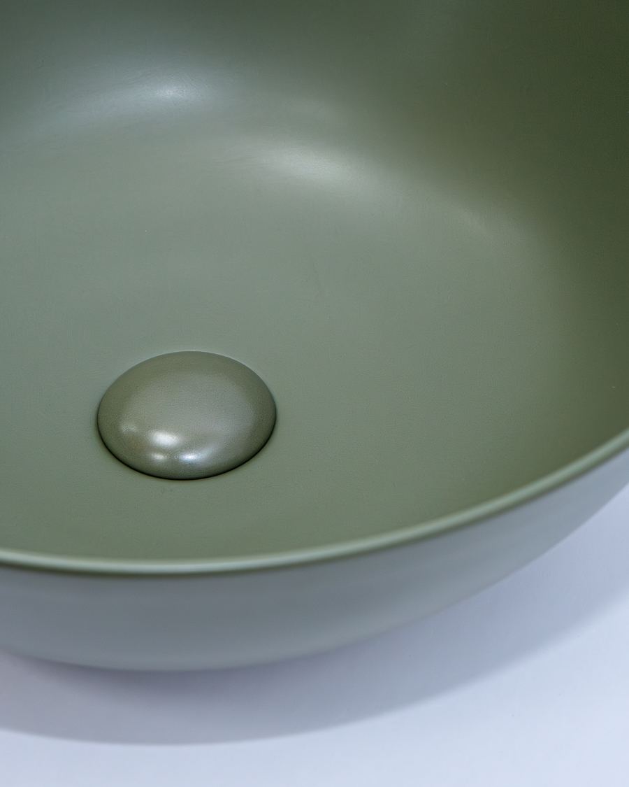 Idealaqua umivaonik nadgradni na ploču HK Round 41,5, zeleni, sa gornjim dijelom sifona