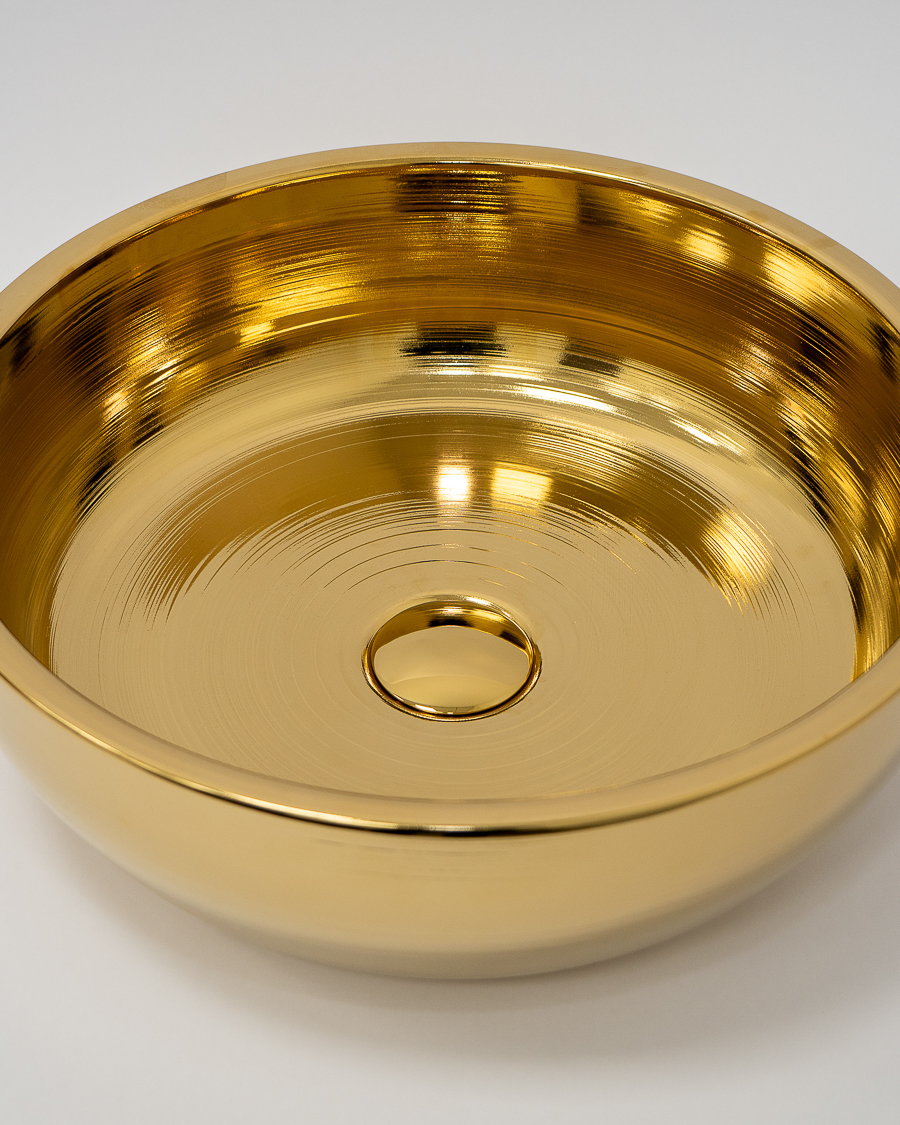 Idealaqua umivaonik nadgradni na ploču HK Kardano 41, sjaj zlatni, sa gornjim dijelom sifona