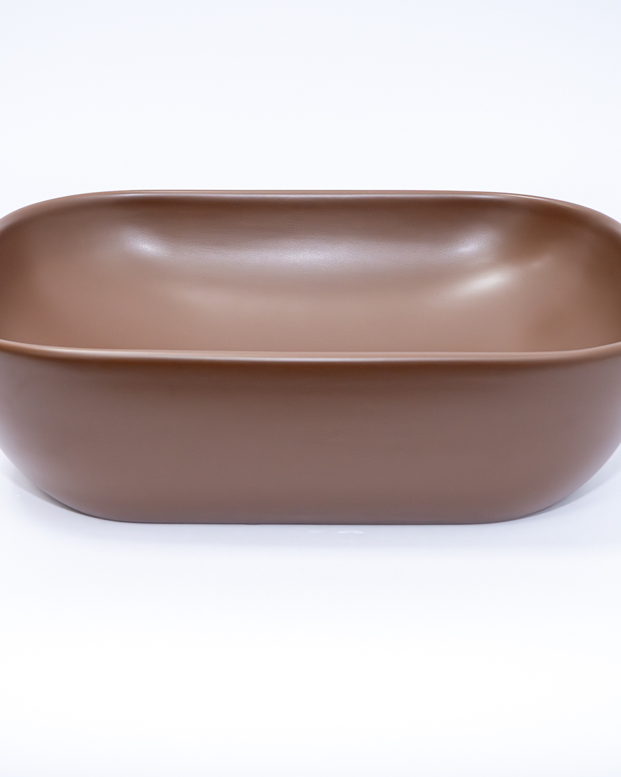 Idealaqua umivaonik nadgradni na ploču HK Square 45,5, smeđi, sa gornjim dijelom sifona