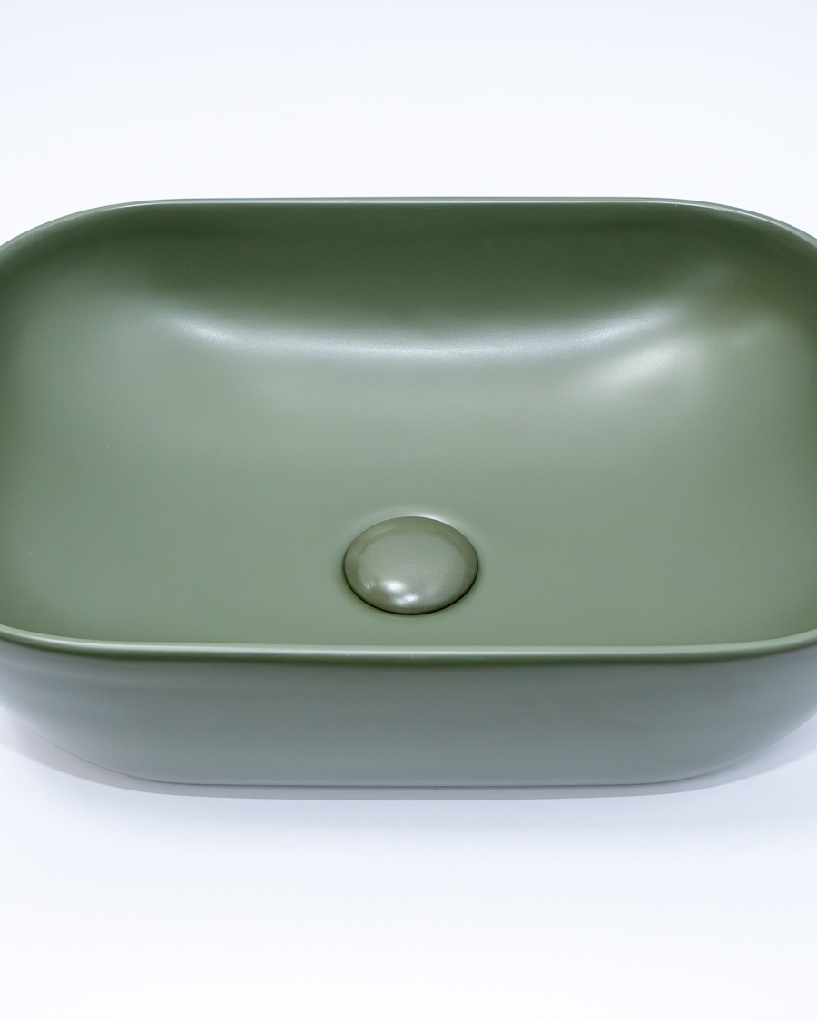 Idealaqua umivaonik nadgradni na ploču HK Square 45,5, zeleni, sa gornjim dijelom sifona