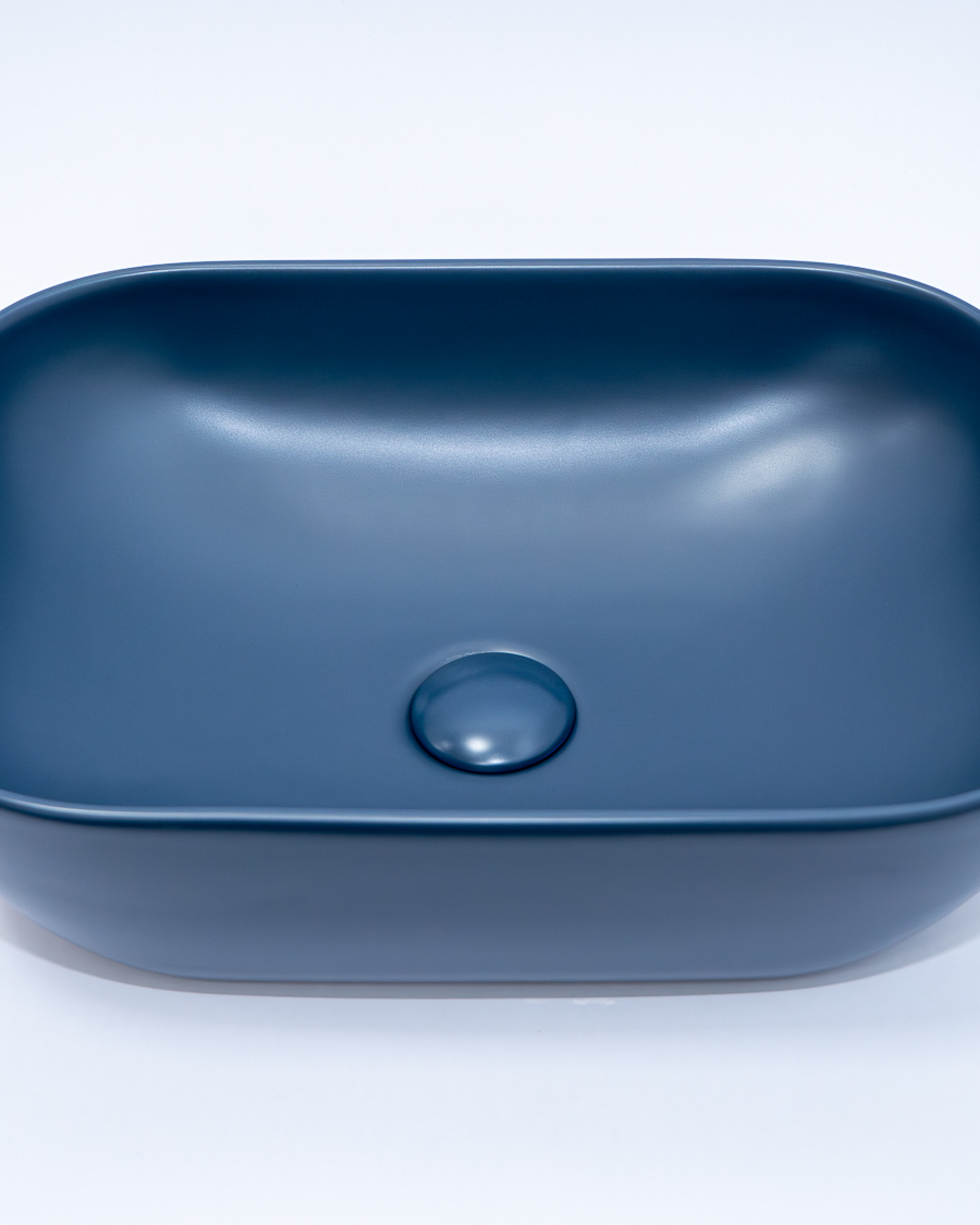 Idealaqua umivaonik nadgradni na ploču HK Square 45,5, plavi, sa gornjim dijelom sifona