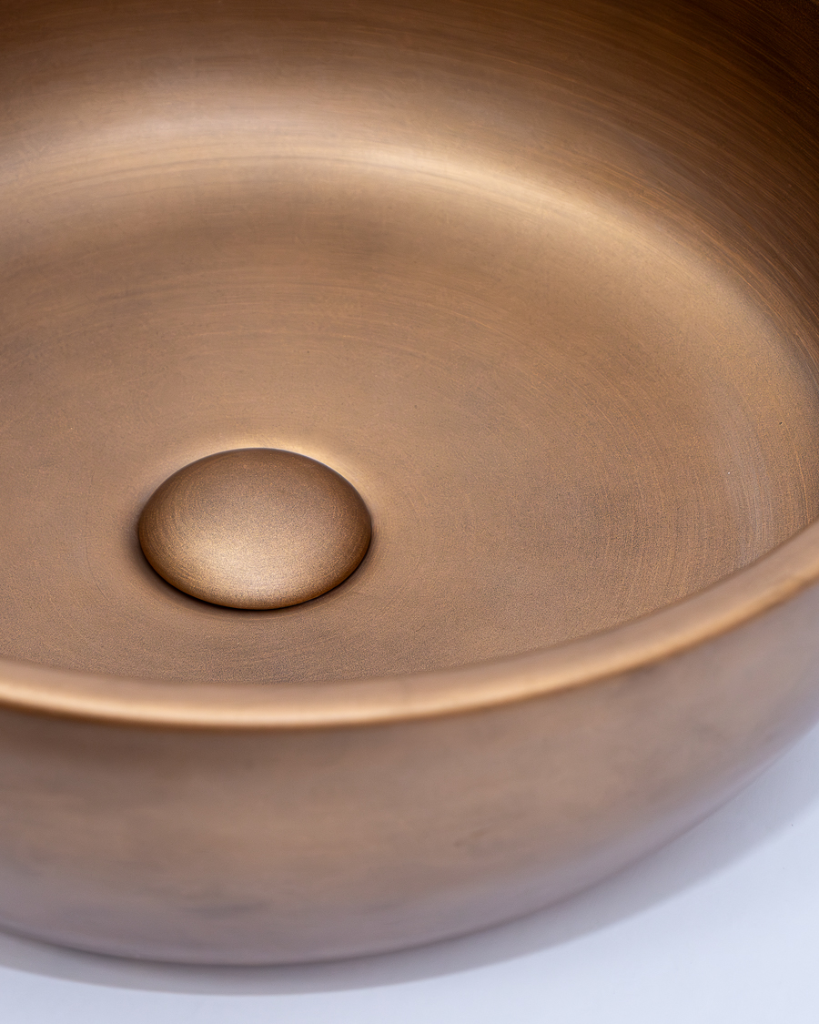 Idealaqua umivaonik nadgradni na ploču HK Kardano 41, žuta bronca, sa gornjim dijelom sifona