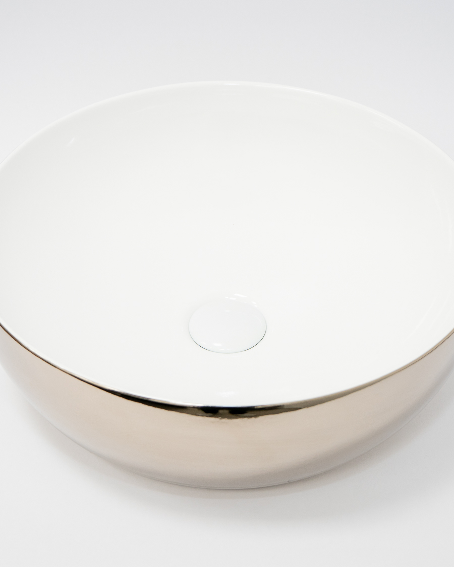 Azzurra umivaonik nadgradni na ploču Elegance Circle 40, platinum