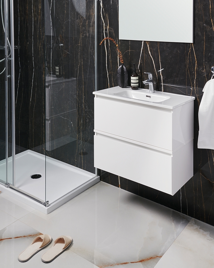 Idealaqua Idea Laguna 80 cm kupaonski set s dva ormarića, ogledalom i rasvjetom