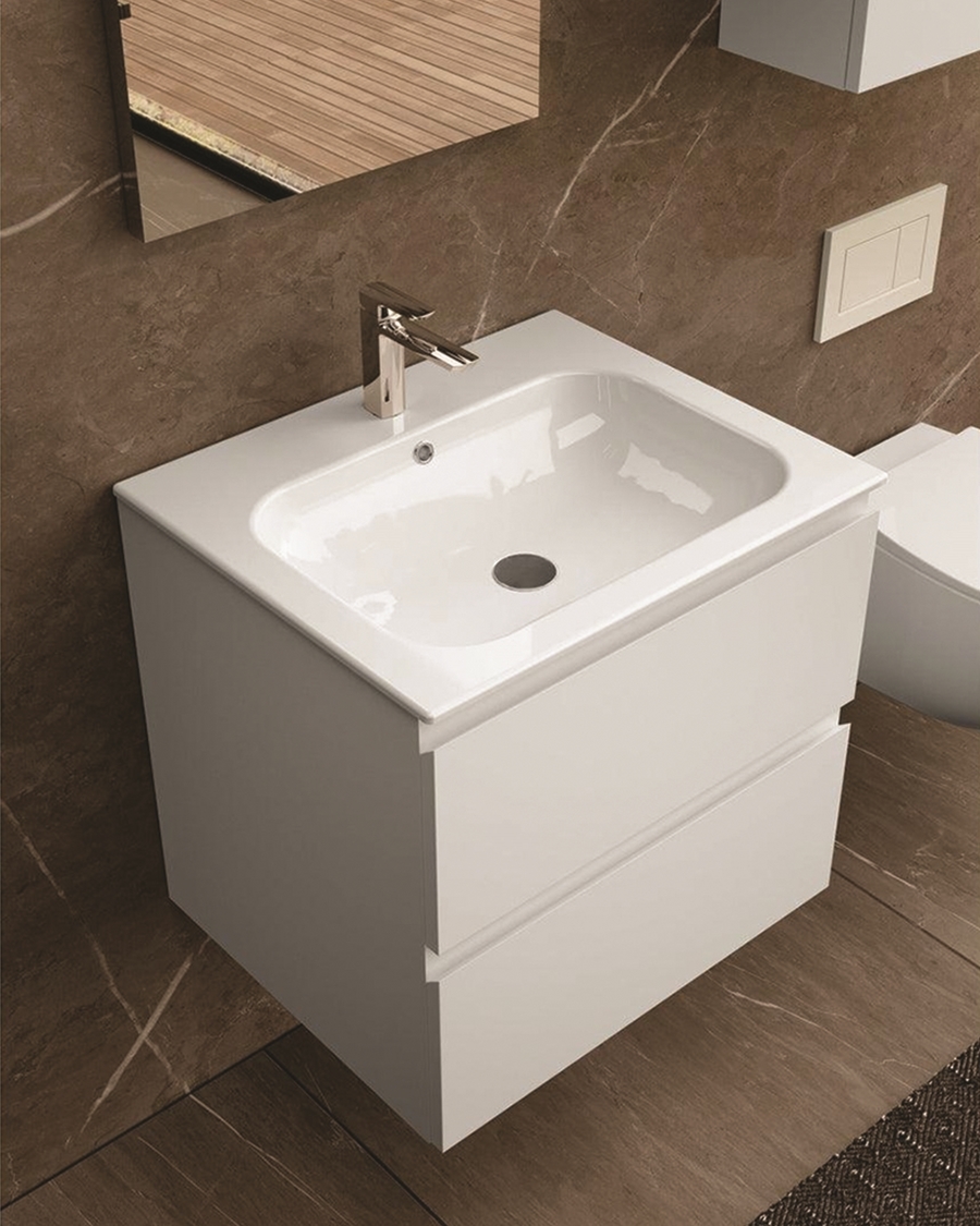 Idealaqua kupaonski set s ogledalom i rasvjetom 60×80 cm, bijeli mat