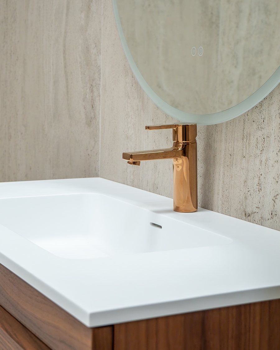 Idealaqua R Curve 100 cm ormarić s umivaonikom, tamno smeđe drvo