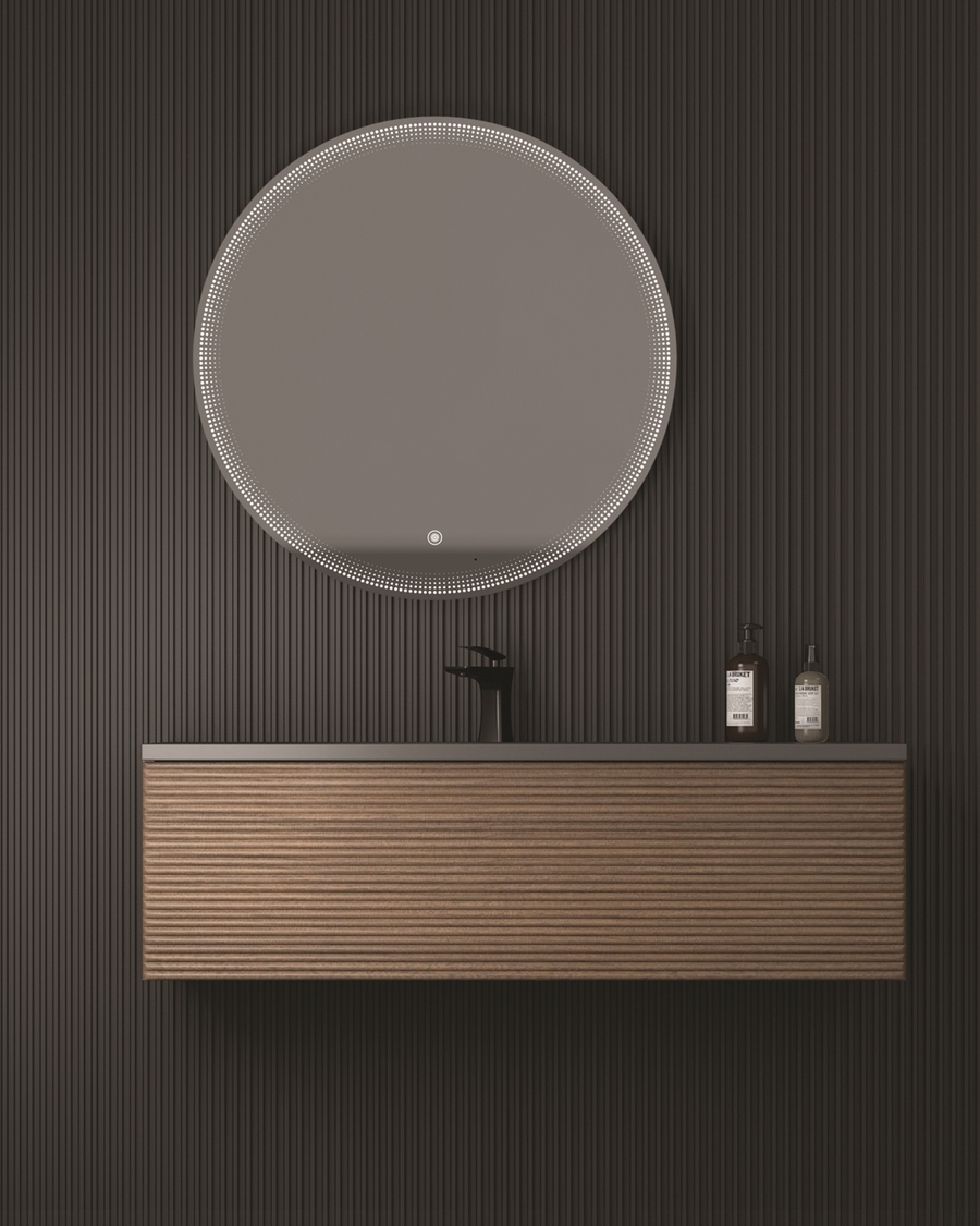 Idealaqua Cruis 1200 ormarić s umivaonikom, crni mat, rebrasti