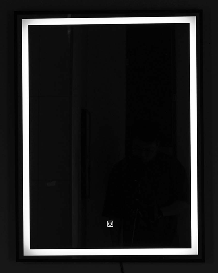 Idealaqua ogledalo s LED rasvjetom, 60×80 cm, crni okvir
