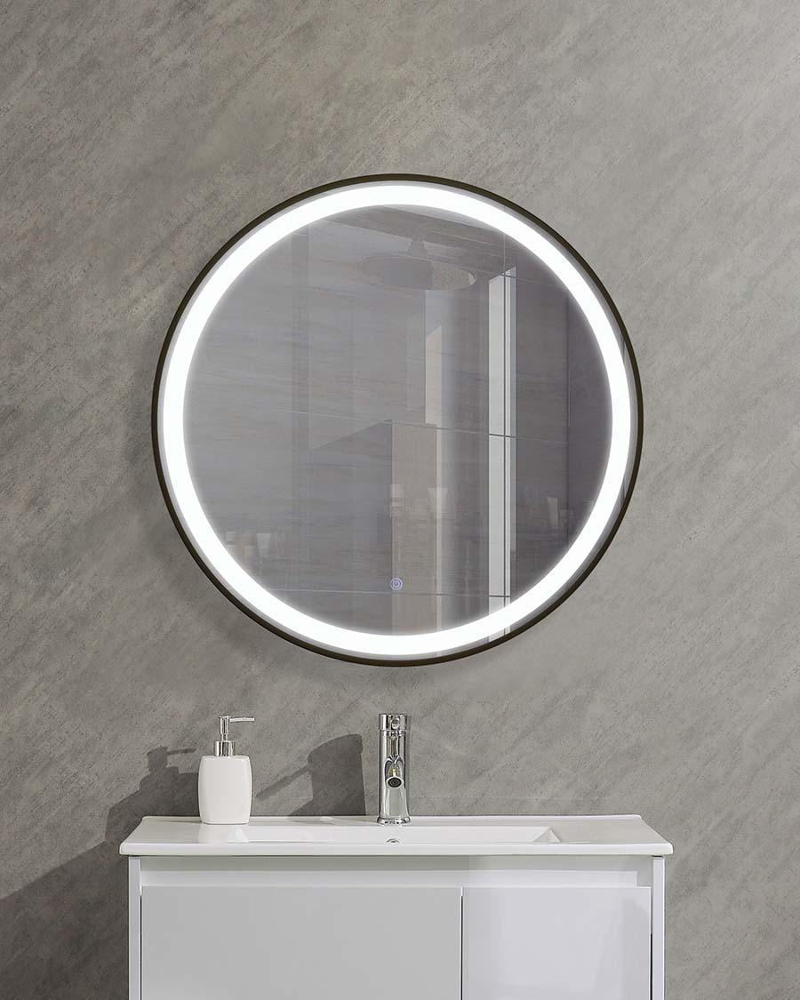 Idealaqua ogledalo s LED rasvjetom, 80 cm, crni okvir