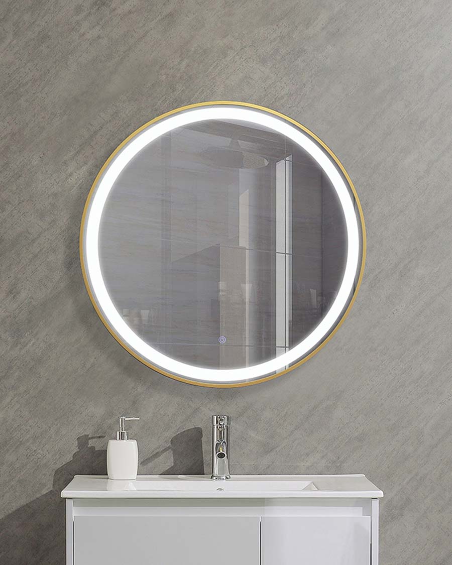 Idealaqua ogledalo s LED rasvjetom, 80 cm, zlatni okvir