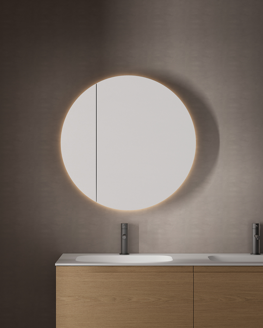 Idealaqua ogledalo s LED rasvjetom R, 80 cm, bijeli okvir