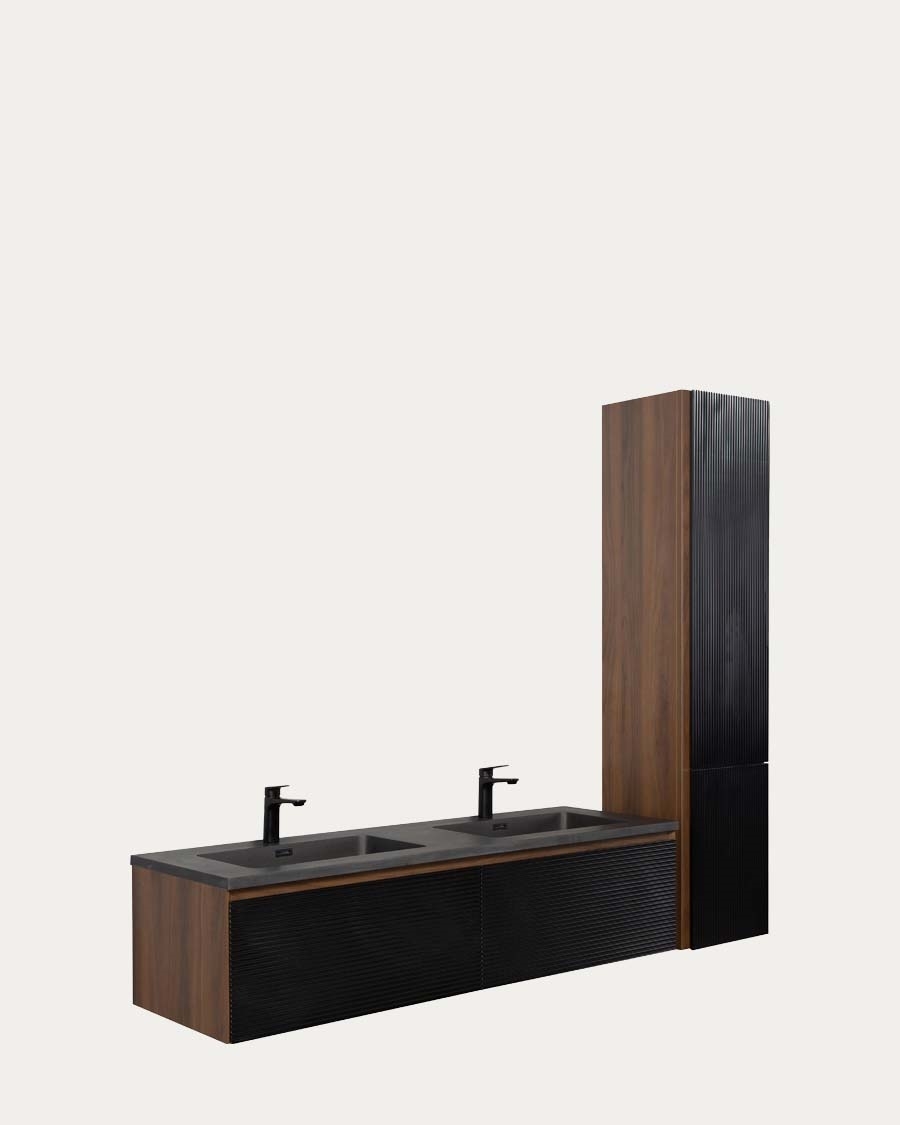 Idealaqua Eden viseći ormarići , drvo + mat crni