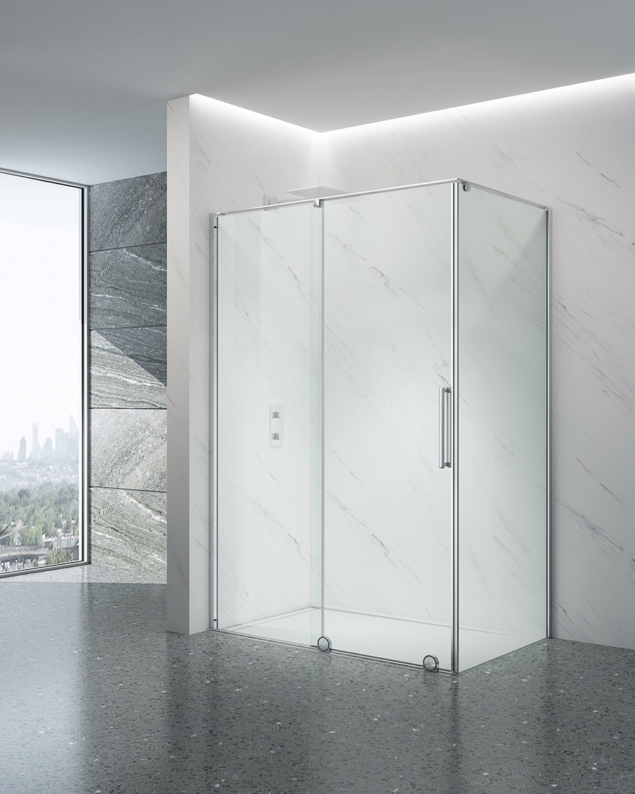 Idealaqua tuš vrata BUP, 120 cm, klizna, polished inox/prozirno