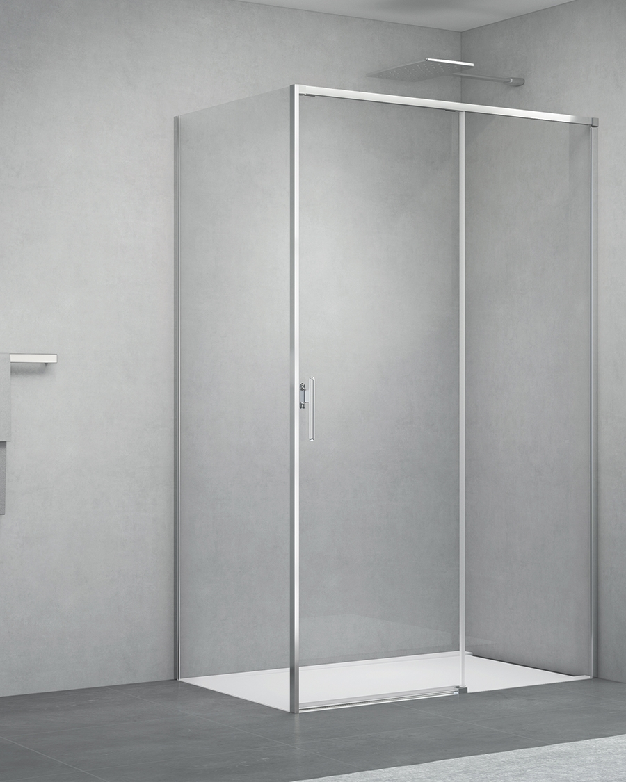 Idealaqua tuš vrata DEP, 140 cm, klizna, mat krom/prozirno