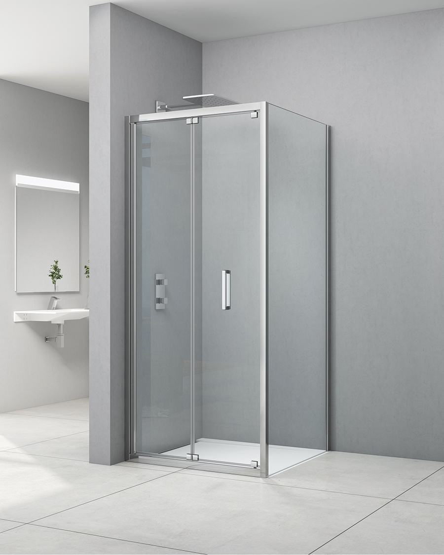 Idealaqua tuš vrata NDV, 90 cm, preklopna, krom\prozirno