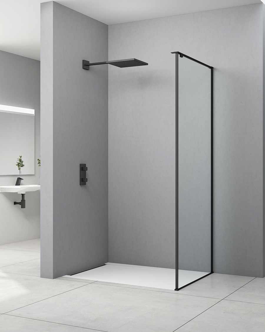 Idealaqua tuš stranica za vrata SxR, 80 cm, crna\prozirno