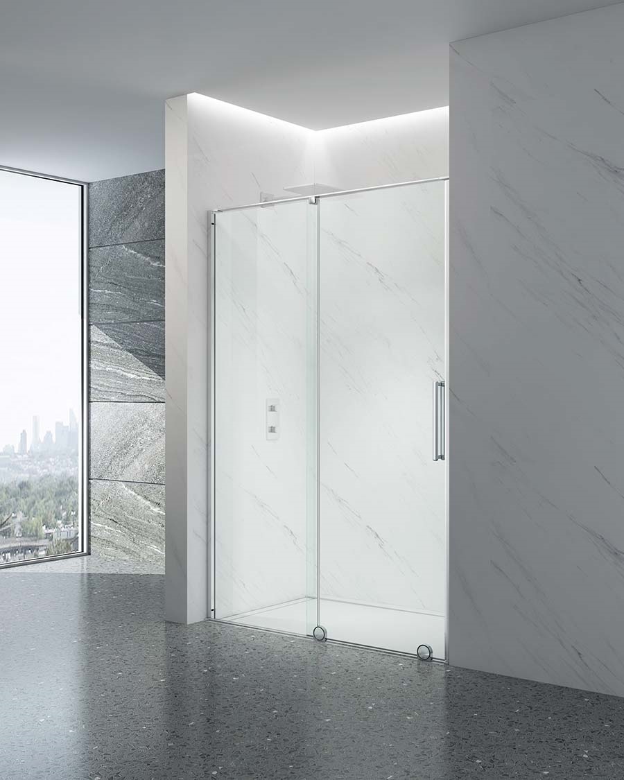 Idealaqua tuš vrata BUP, 120 cm, klizna, polished inox/prozirno