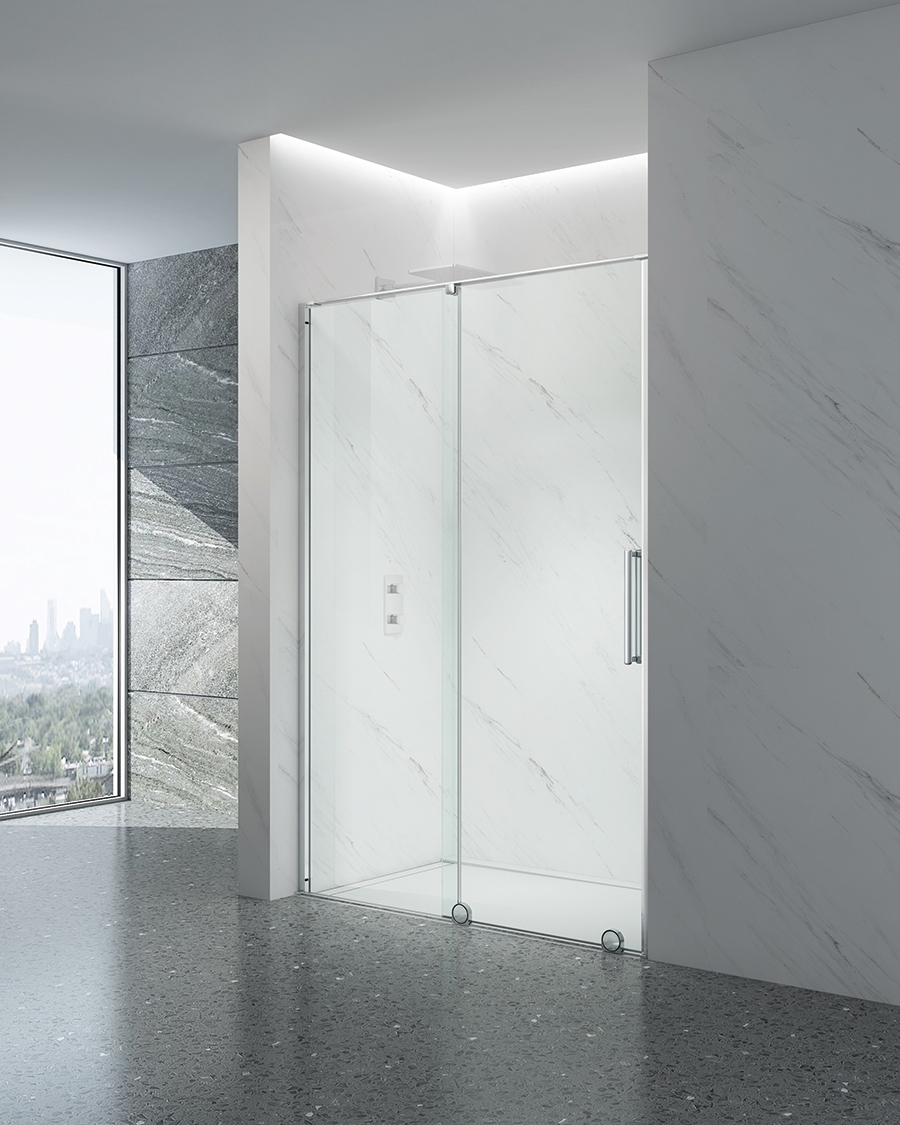 Idealaqua tuš vrata BUP, 140 cm, klizna, polished inox/prozirno