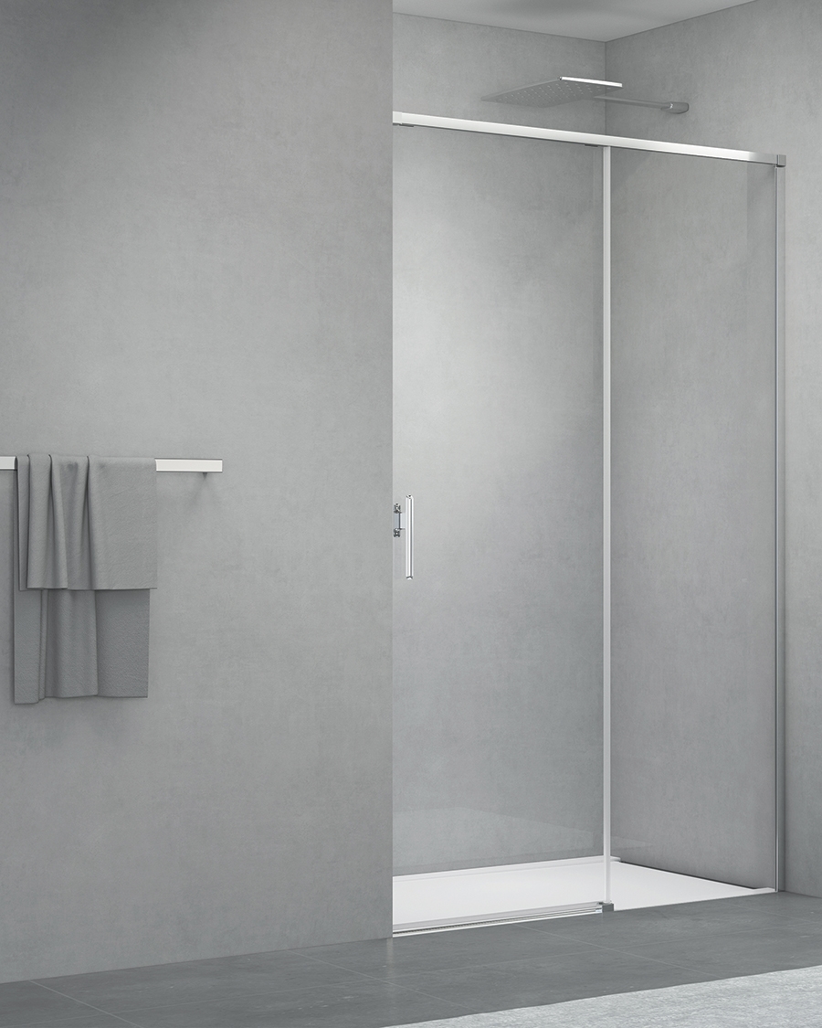 Idealaqua tuš vrata DEP, 140 cm, klizna, mat krom/prozirno