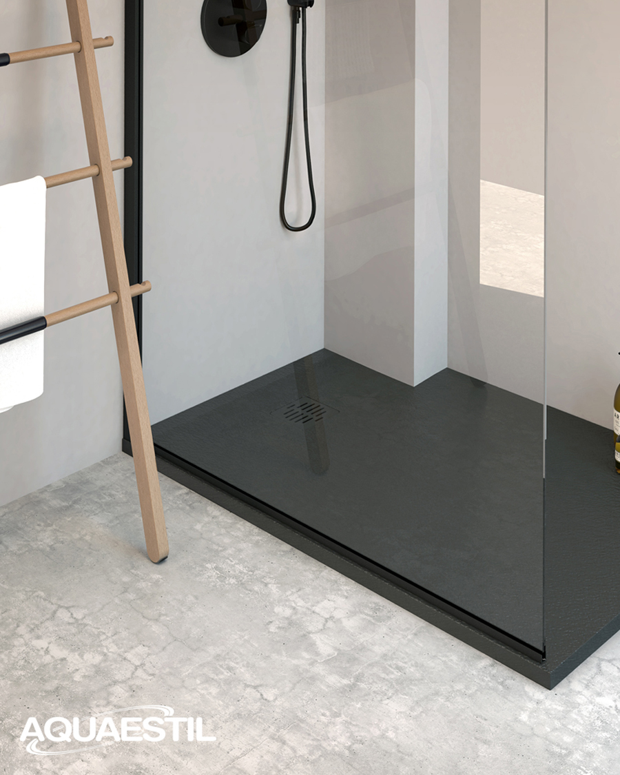 Aquaestil tuš kada kvadratna Stone, 90×90 cm, crna