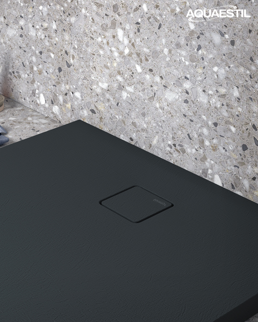 Aquaestil tuš kada pravokutna Stone Deluxe, 120×90 cm, crna