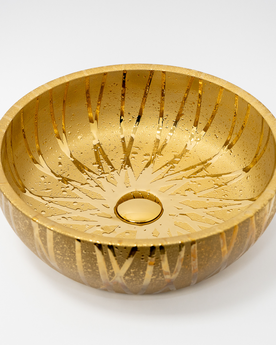 Idealaqua umivaonik nadgradni na ploču HK Kairo 41, mat zlatni, sa gornjim dijelom sifona