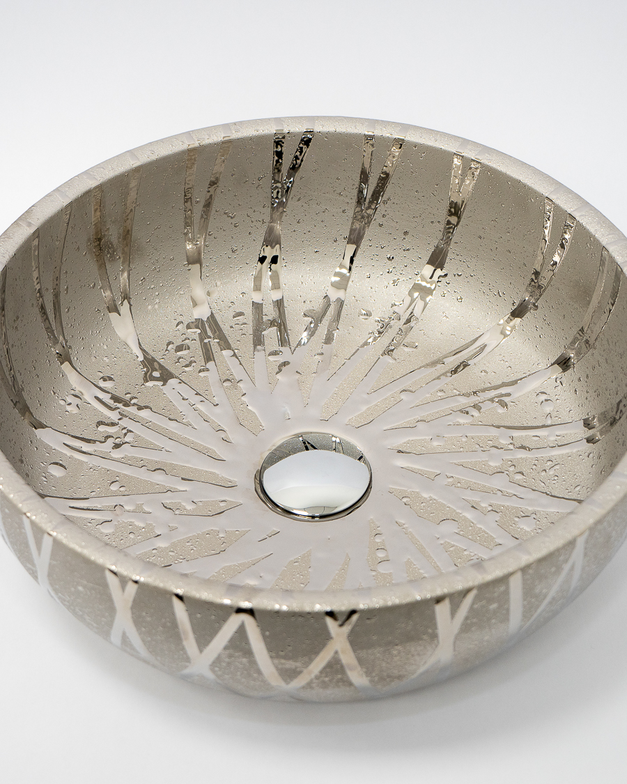 Idealaqua umivaonik nadgradni na ploču HK Kairo 41, mat srebrni, sa gornjim dijelom sifona