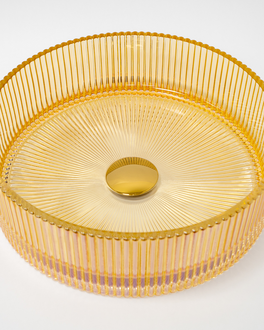 Idealaqua umivaonik nadgradni na ploču HK Glass 36, zlatni, sa gornjim dijelom sifona