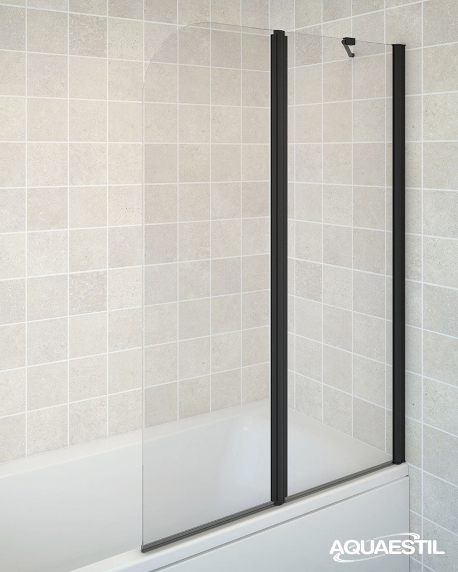 Aquaestil tuš stranica za kadu Beta II, preklopna crna/prozirno