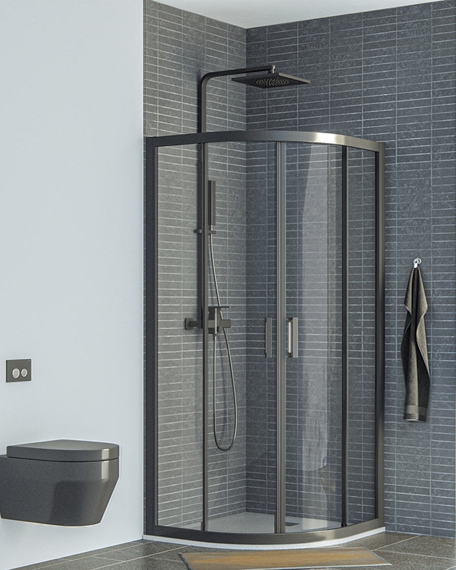 Aquaestil tuš kabina polukružna Savana, 90 cm, crna/prozirno