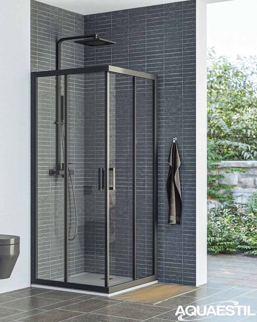 Aquaestil tuš kabina kvadratna Savana, 80 cm, crna/prozirno