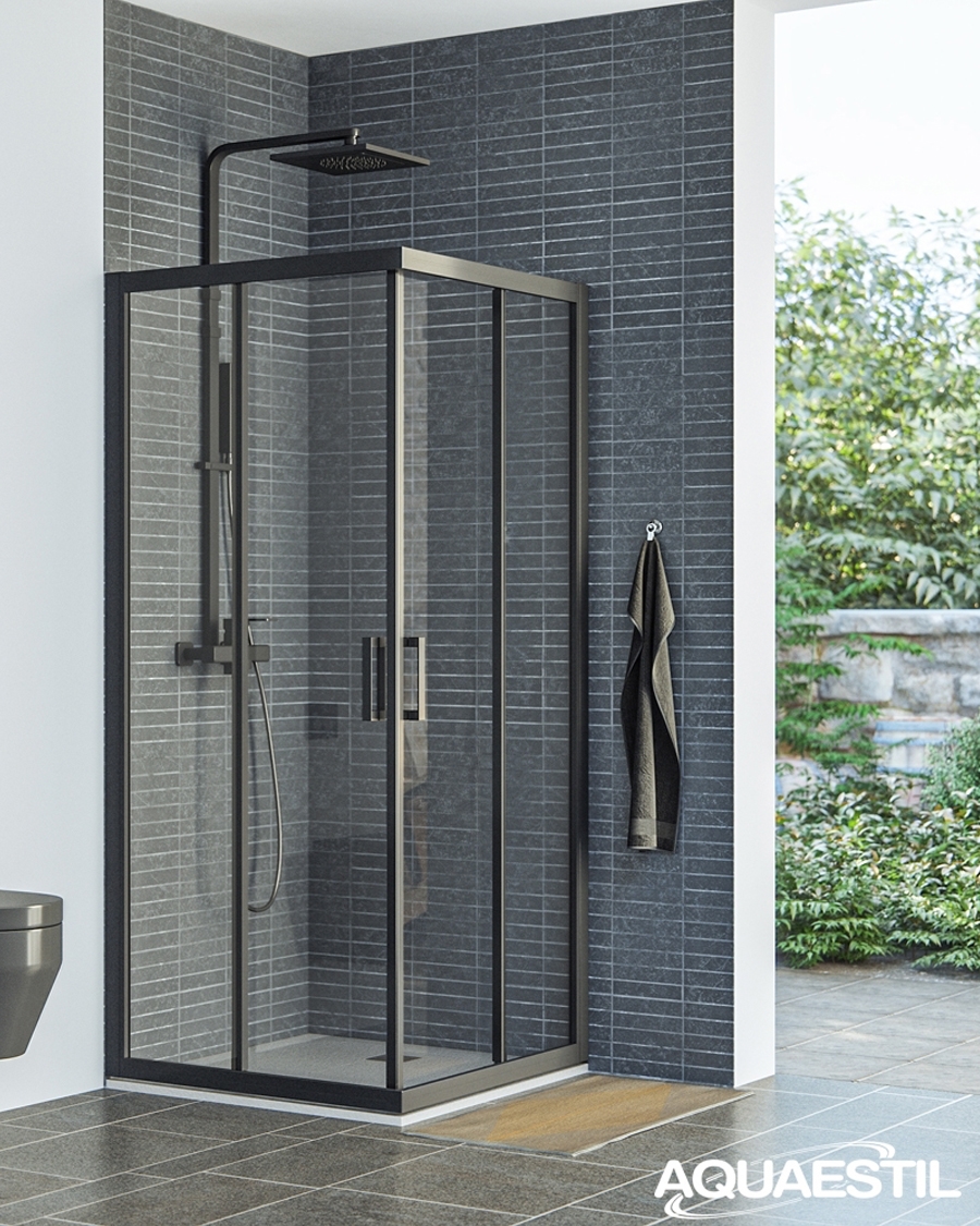 Aquaestil tuš kabina kvadratna Savana, 90 cm, crna/prozirno