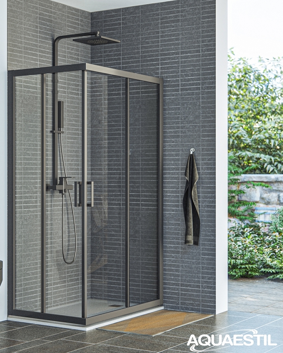 Aquaestil tuš vrata za kabinu Savana D+D, 100cm, klizna, crna/prozirno