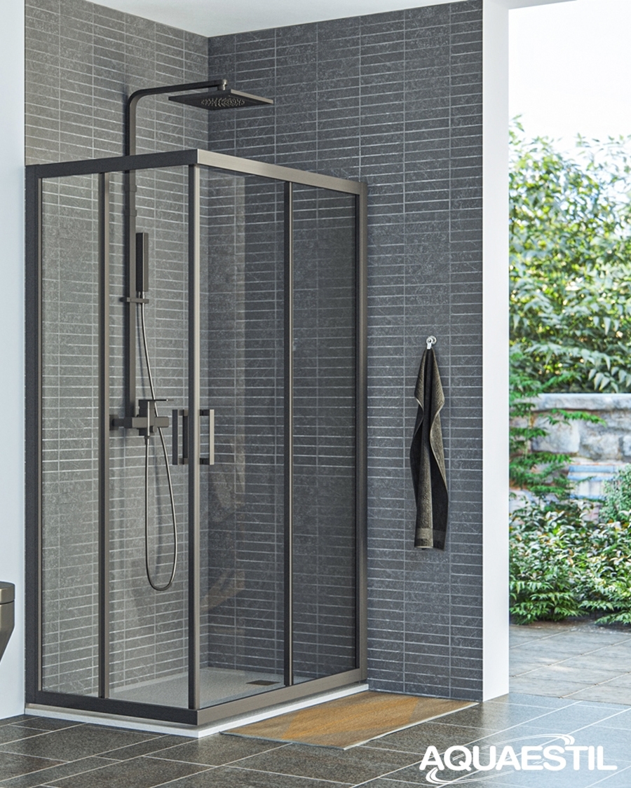 Aquaestil tuš vrata za kabinu Savana D+D, 120cm, klizna, crna/prozirno