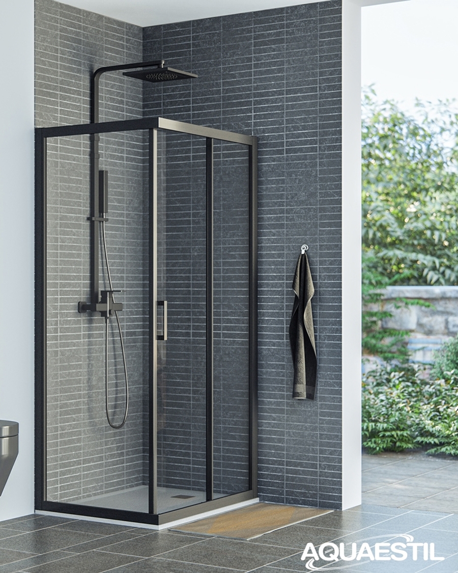 Aquaestil tuš stranica za kabinu Savana D+W, 80 cm, crna/prozirno