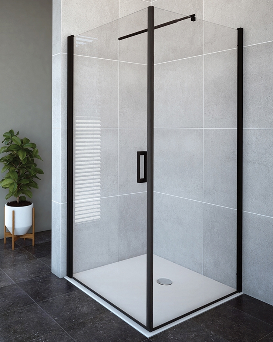 Aquaestil tuš vrata za kabinu Oasis D+W, 80 cm, jednokrilna, crna/prozirno