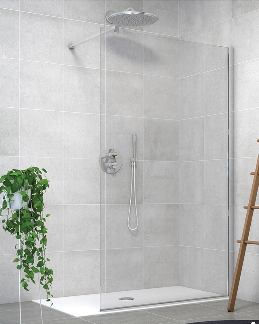 Aquaestil walk-in Zenith Wall, 110 cm, krom/prozirno