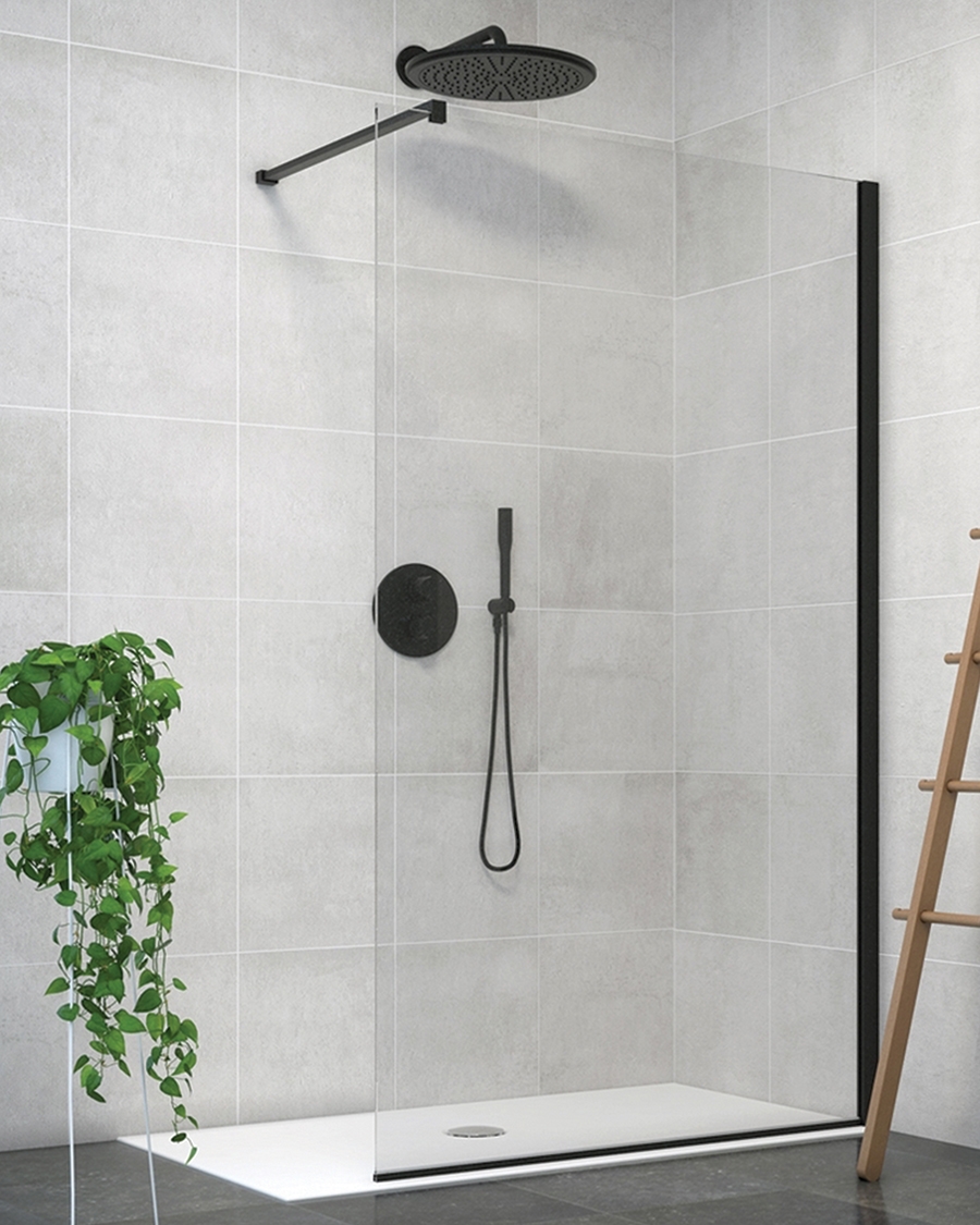 Aquaestil walk-in Zenith Wall, 110 cm, crna/prozirno