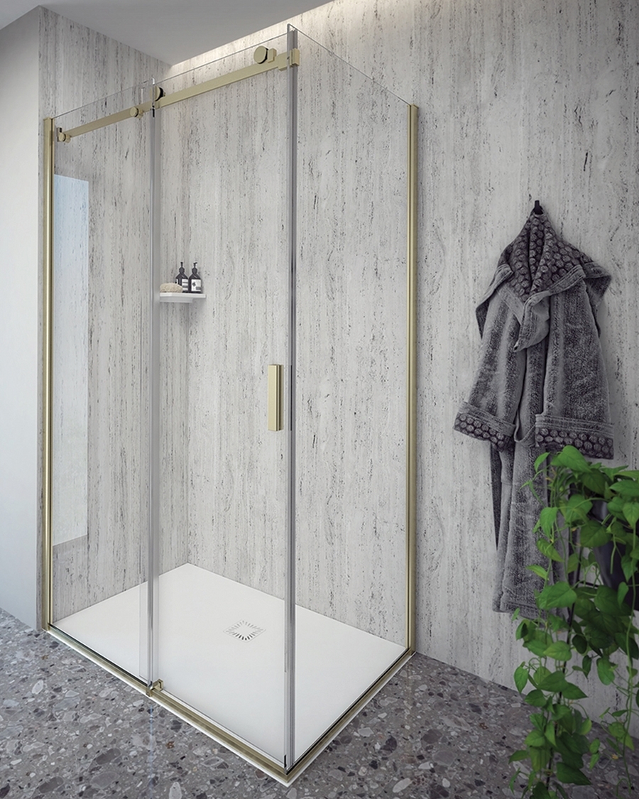 Aquaestil tuš vrata Artego D+W, 140 cm, klizna, zlatna/prozirno