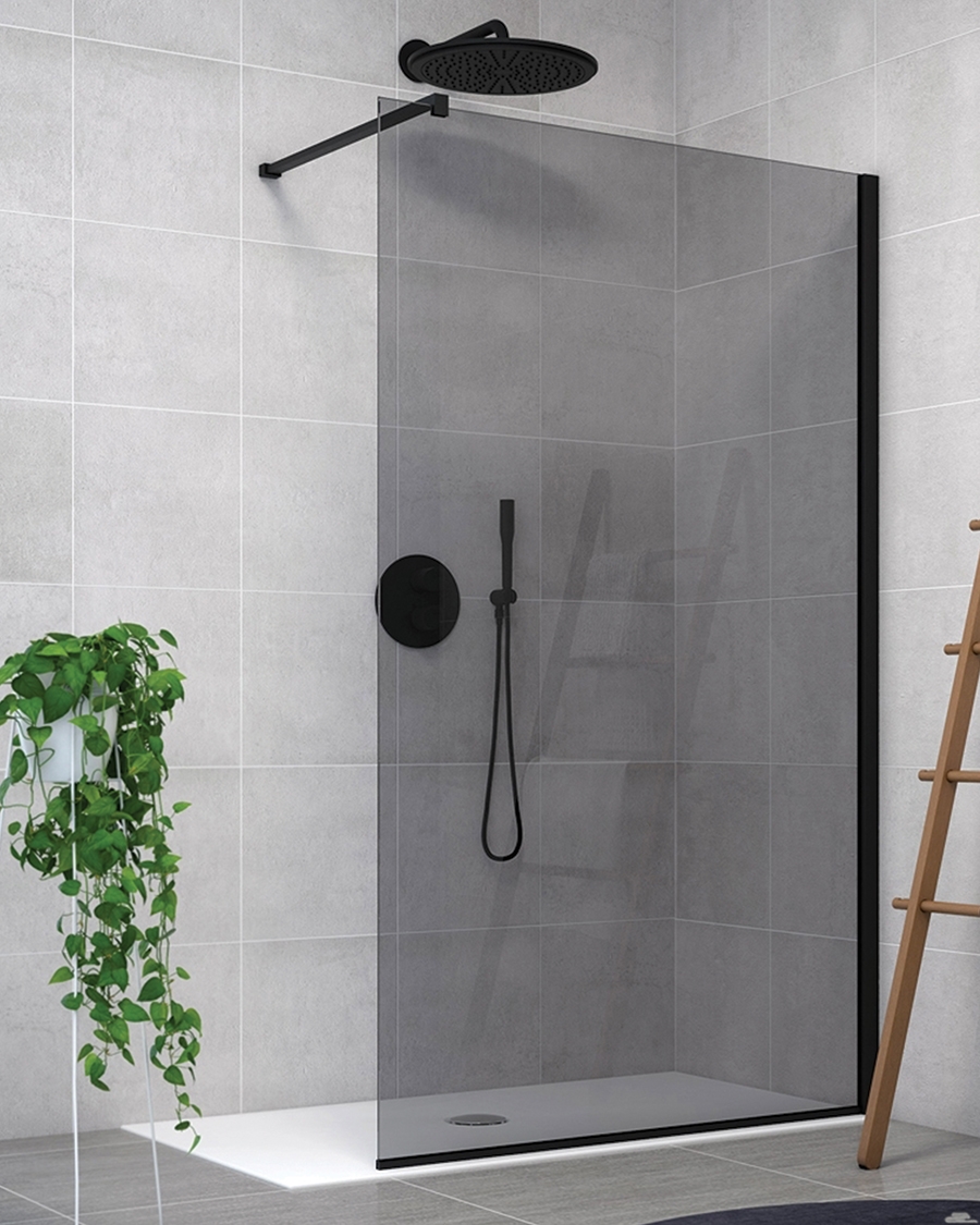 Aquaestil walk-in Zenith Wall, 100 cm, crna/sivo