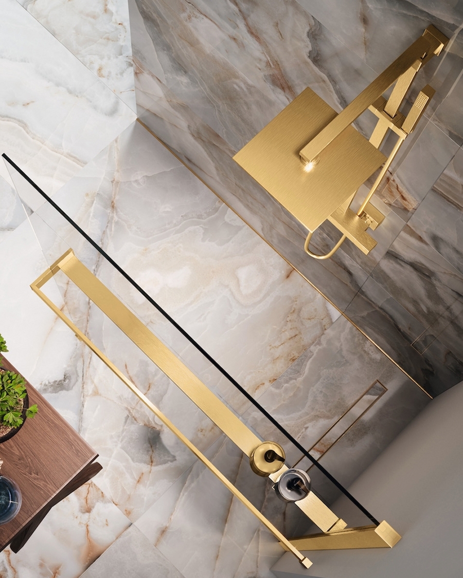 Novellini držač ručnika + polica do 120 cm Kuadra Frame, brushed inox, desni