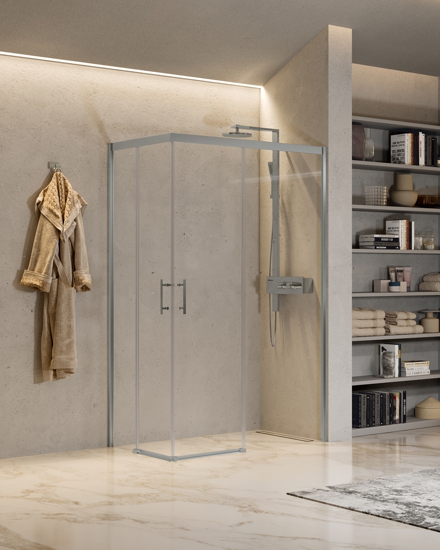 Novellini tuš vrata za kabinu Sensi, 117,5-119 cm, klizna, krom\prozirno