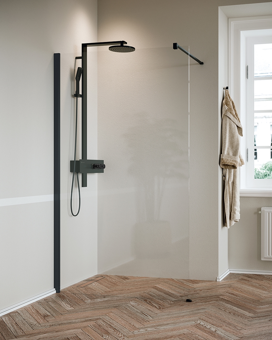 Novellini walk-in Sensi, 77-80 cm, krom\prozirno