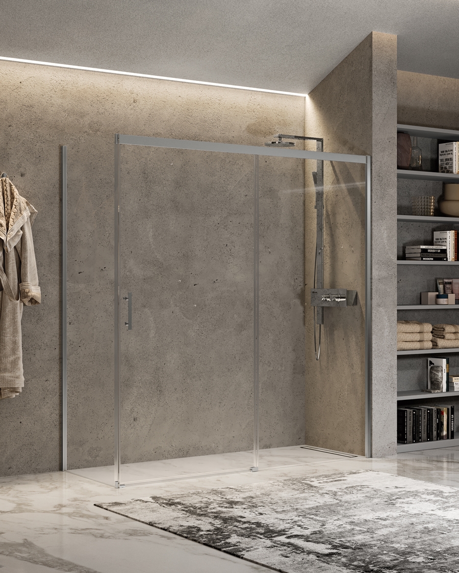 Novellini tuš vrata Sensi, 108-109,5 cm , klizna, krom\prozirno