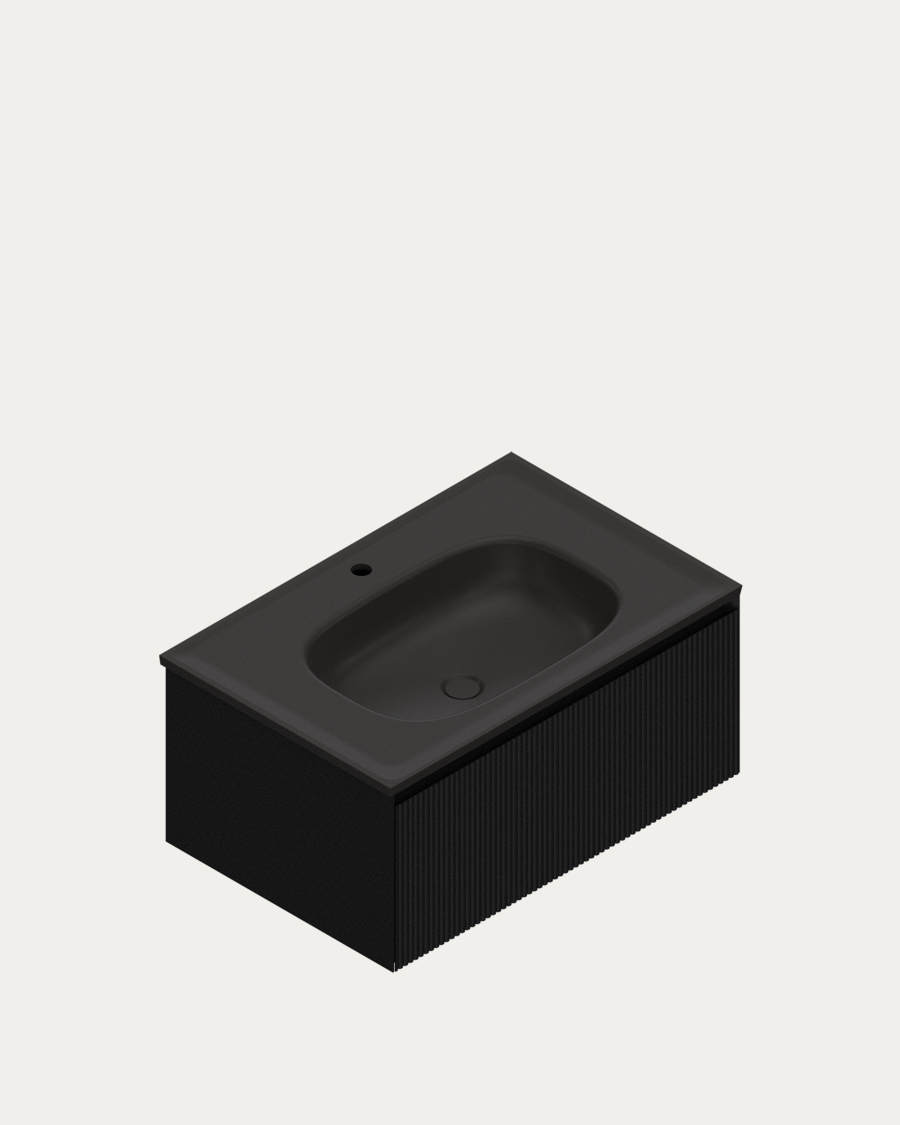 Idealaqua Austen 800 ormarić s umivaonikom, crna, rebrasti