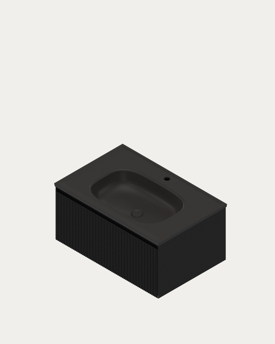 Idealaqua Austen 800 ormarić s umivaonikom, crna, rebrasti