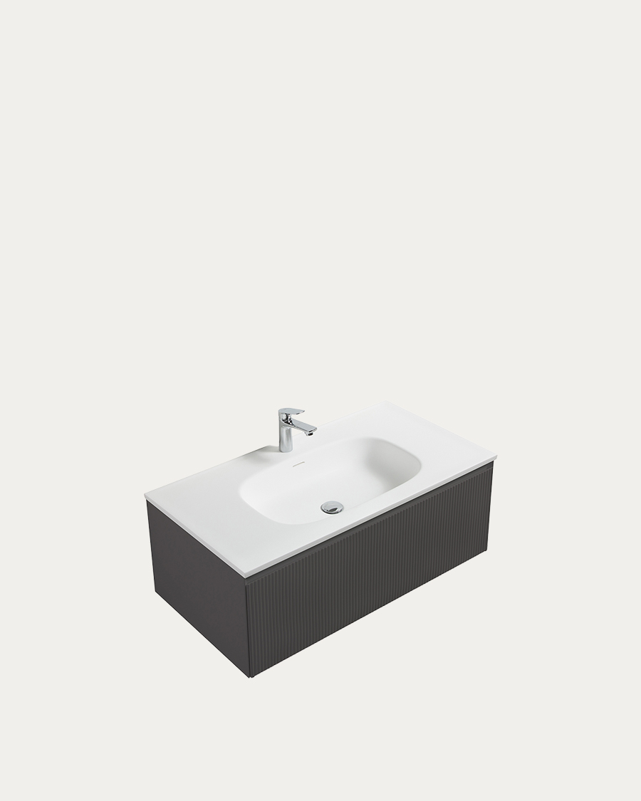 Idealaqua Austen 1000 ormarić s umivaonikom, sivi, rebrasti