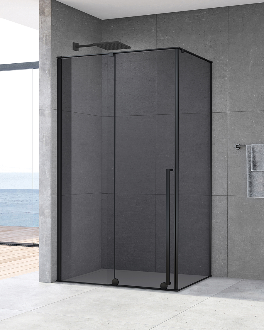 Idealaqua tuš stranica za vrata SxR, 80 cm, crna\crno