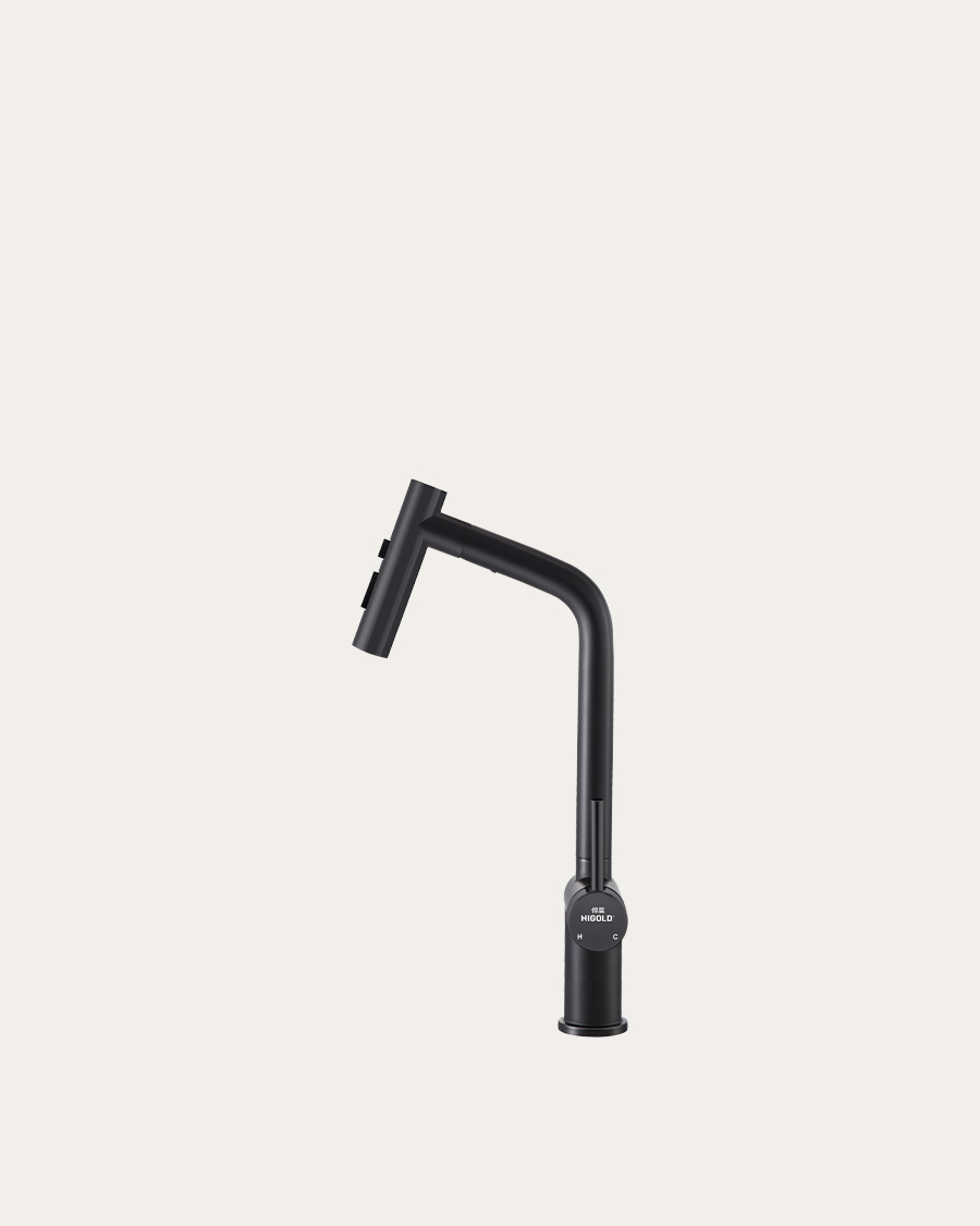 Idealaqua Higold miješalica za sudoper visoka sa tušem,mat crna